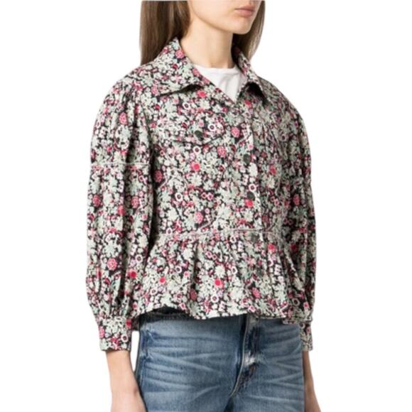 New Women’s Cinq A Sept Party-Print Peplum Lizzie Jacket Size 8 - Picture 1 of 8